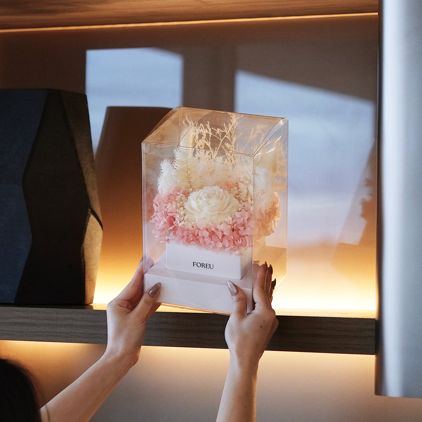 Premium Flower Box (Single Candle) - Blush Bloom