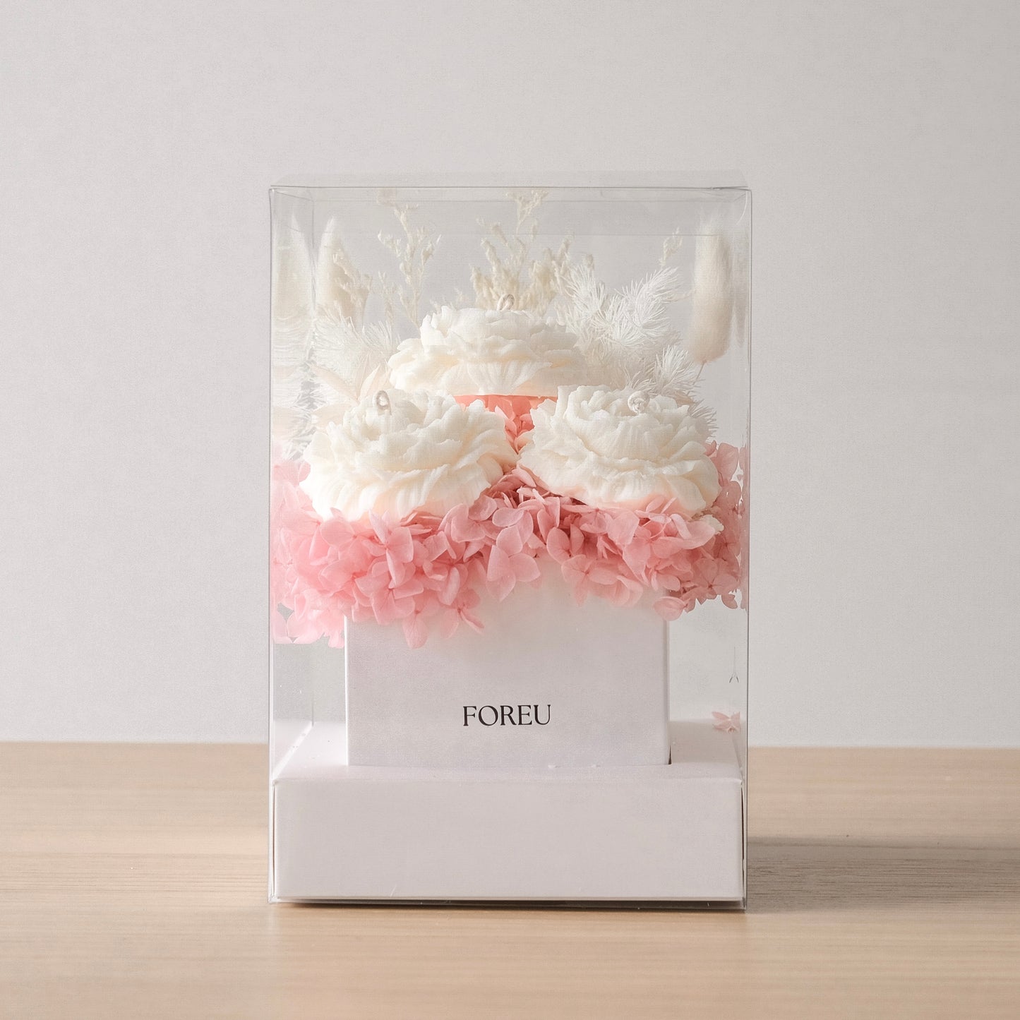 Premium Flower Box Sydney in Blush Bloom Pink colourway featuring three peony shaped soy wax candles.