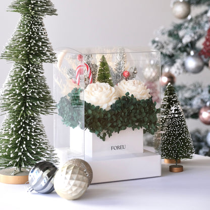 FOREU Premium Christmas Candle Box timeless clear gift box with candy cane festive design, perfect for Christmas gifting and stylish holiday decor.